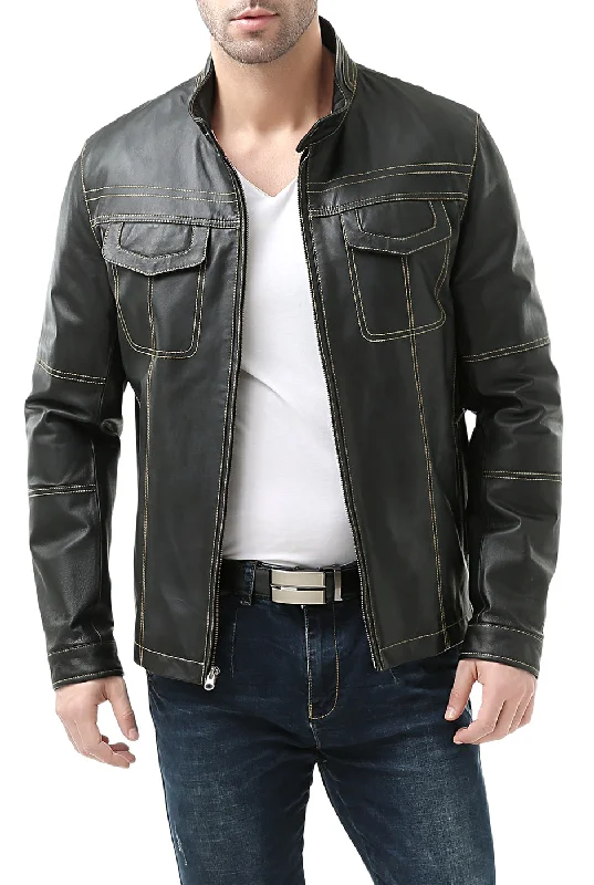 Bright Shirts BGSD Monogram Collection Men Cowhide Leather Motorcycle Jacket