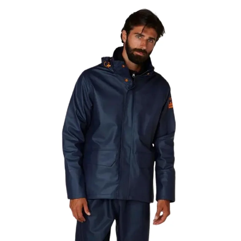 Classic Leather Helly Hansen Men's Gale Waterproof Work Rain Jacket 70282 - Navy