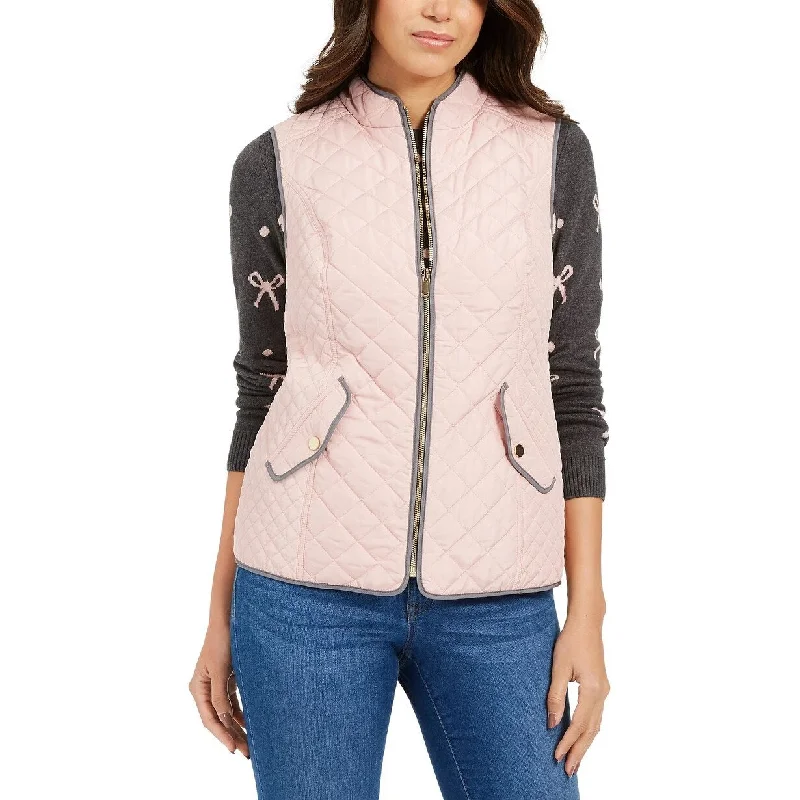 Designer Ties Charter Club Women's Quilted Stand-Collar Vest Pink Size Large