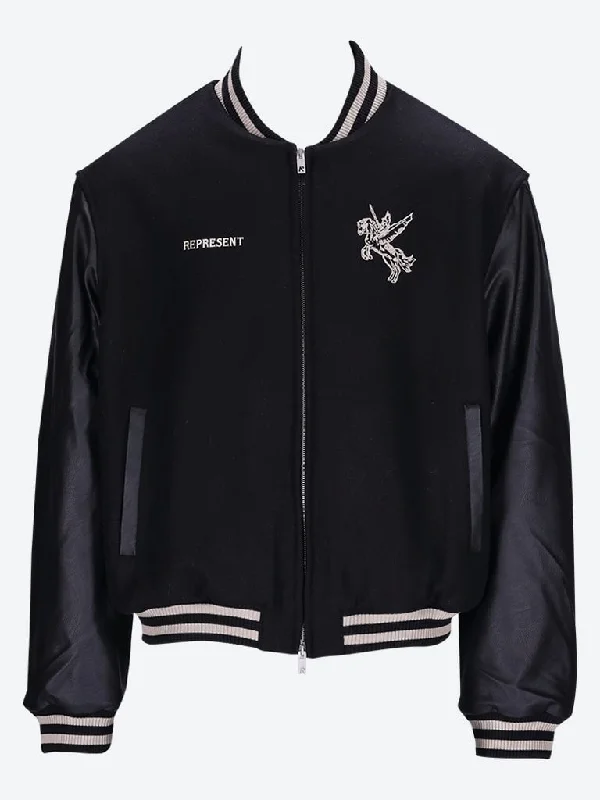 Sporty Chic Mascot wool varsity jacket