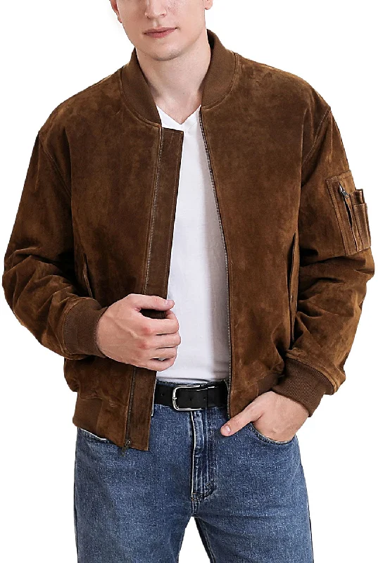 Retro Style Landing Leathers Men MA-1 Suede Leather Flight Bomber Jacket