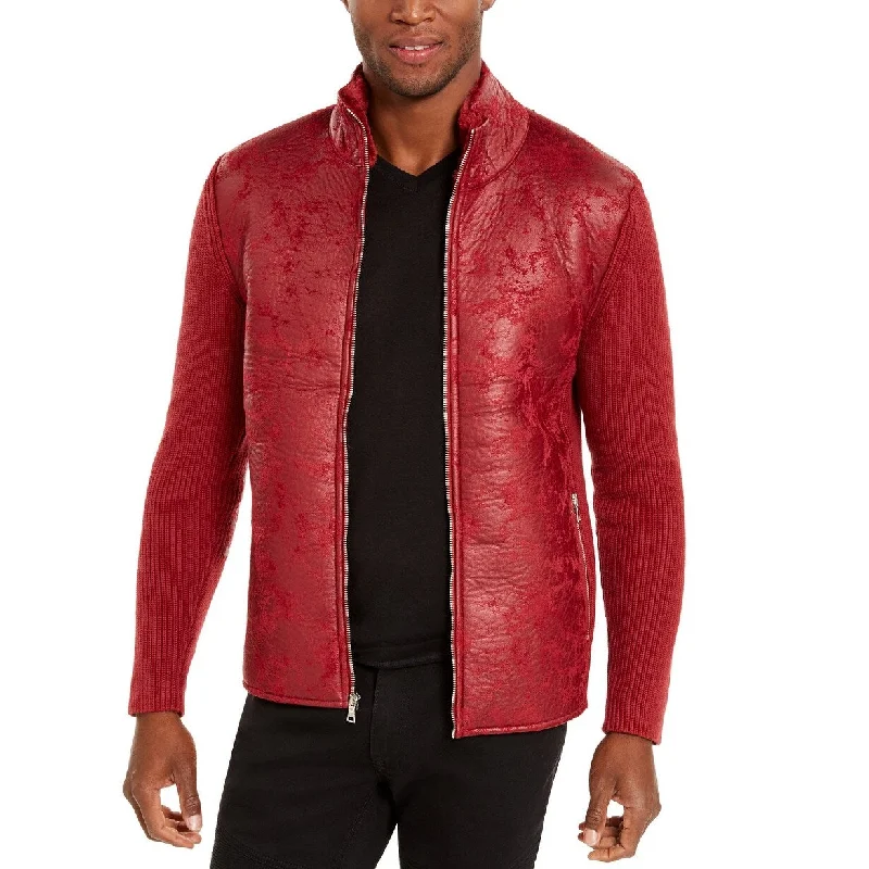 Effortless Style INC International Concepts Men's Textured Sweater Jacket Red Size 2 Extra Large