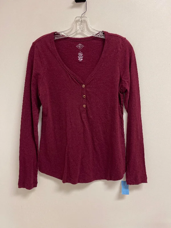 Comfy Apparel Top Long Sleeve By St Johns Bay In Red, Size: S