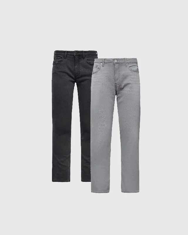 Graphic Caps Gray & Medium Gray Straight Fit Comfort Jeans 2-Pack