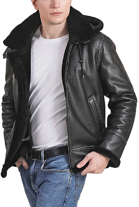 Comfortable Style Landing Leathers Men Monogram Collection B-3 Sheepskin Bomber Jacket