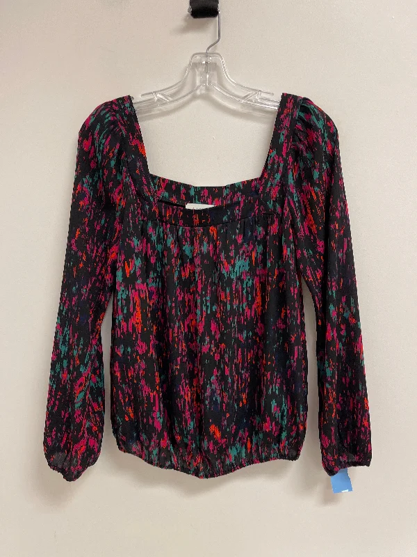 Workwear Jackets Top Long Sleeve By Allison Joy In Black & Pink, Size: S