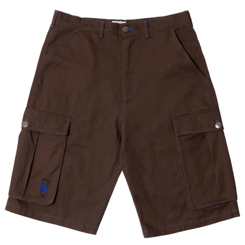 Sporty Look Hoddle Intensive Cargo Shorts - Brown/Blue Stitch