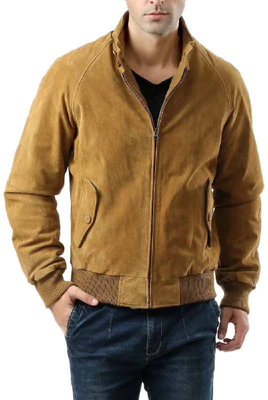 Classic Casual Landing Leathers Men WWII Suede Leather Bomber Jacket