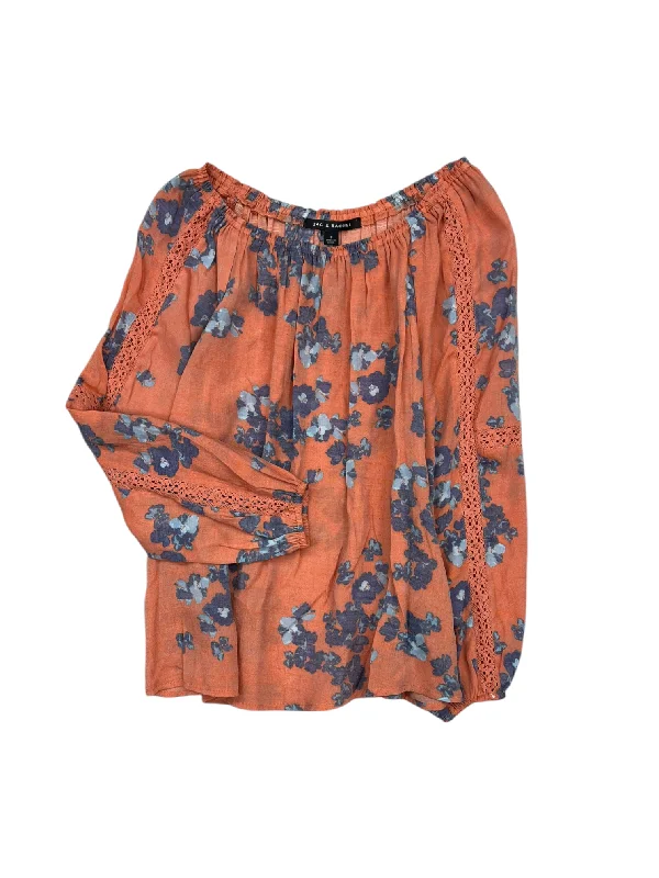 Casual Hoodies Top Long Sleeve By Zac And Rachel In Blue & Orange, Size: S