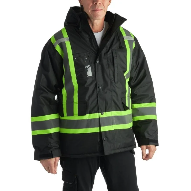 Premium Fabric Terra Hi-VIS Lined Safety Winter Parka 116504 - Black