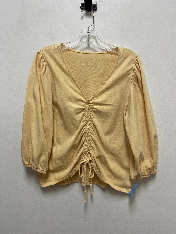 Classic Leather Top Long Sleeve By A New Day In Yellow, Size: M