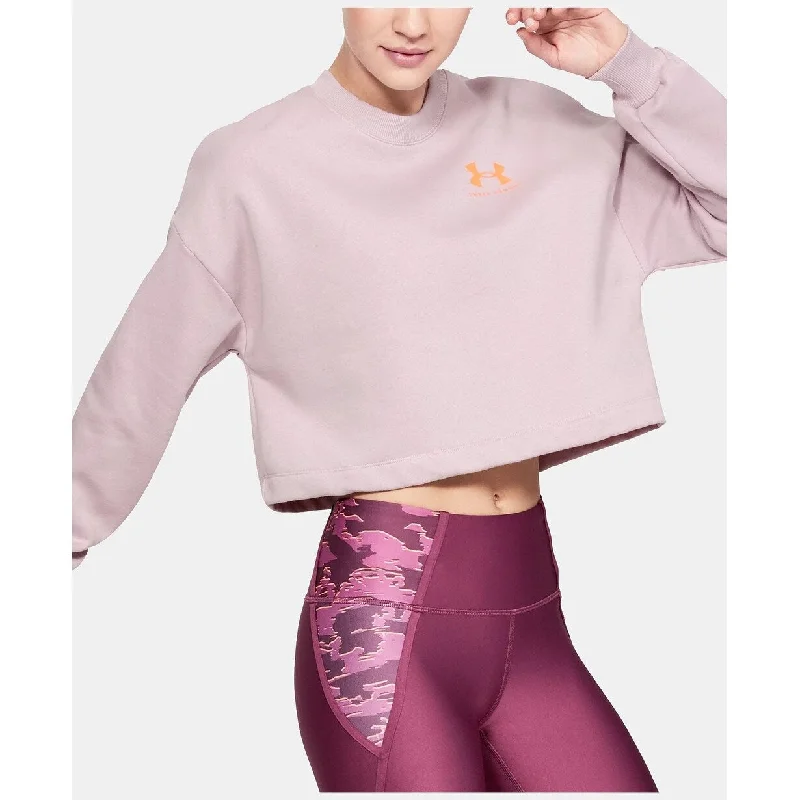 Work Boots Under Armour Women's Rival Fleece Graphic Cropped Crewneck Brght Pink Size Large