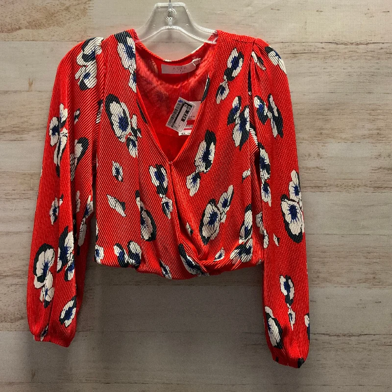 Retro Style Top Long Sleeve By Astr In Red, Size: Xs