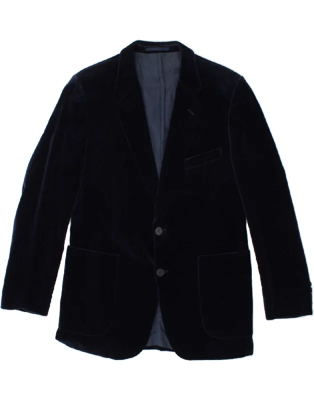 Parkas Style ST MICHAEL Mens Velvet 2 Button Blazer Jacket  UK 39/40 Medium Navy Blue