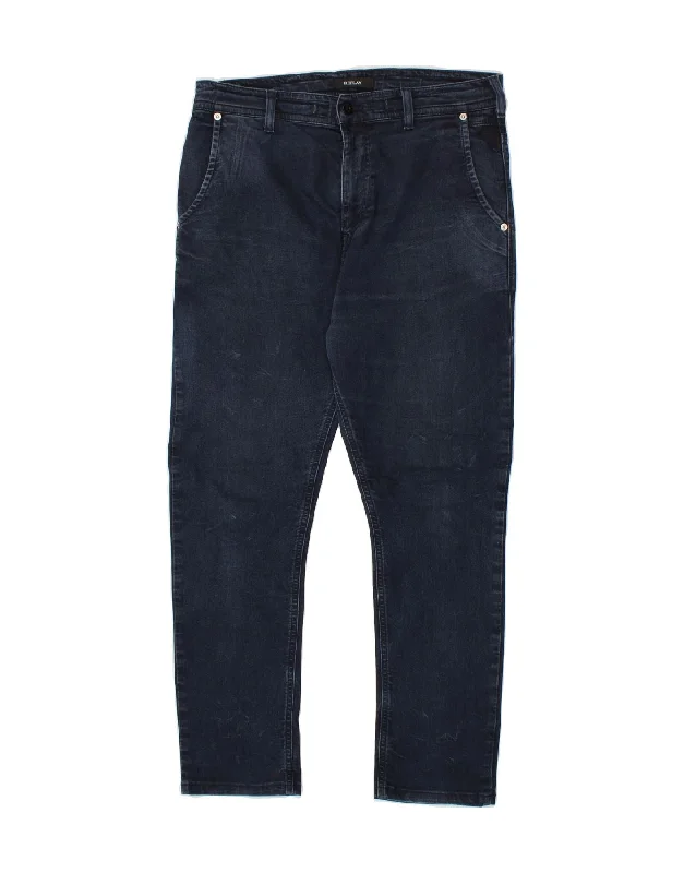 Outdoor Wear REPLAY Mens Slim Jeans W30 L27 Navy Blue Cotton