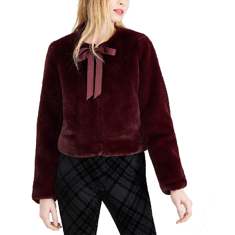 All-Day Wear Maison Jules Women's Faux-Fur Jacket Wine Size Small