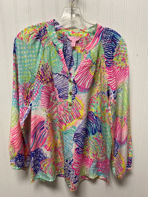 Designer Ties Top Long Sleeve Designer By Lilly Pulitzer In Multi-colored, Size: Xs