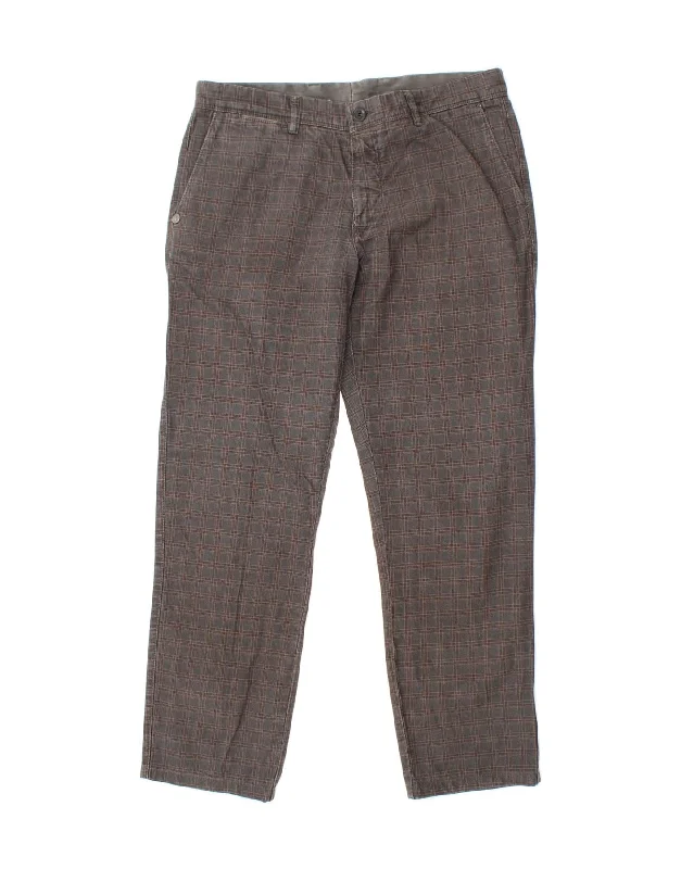 Street Tees TRUSSARDI Mens Straight Chino Trousers W34 L29  Grey Check