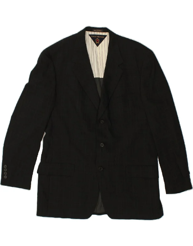 Urban Comfort TOMMY HILFIGER Mens 3 Button Blazer Jacket UK 44 2XL Black Check Wool