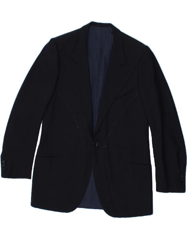 Relaxed Wear BRUNO DE ANGELIS Mens 1 Button Blazer Jacket UK 40 Large Navy Blue