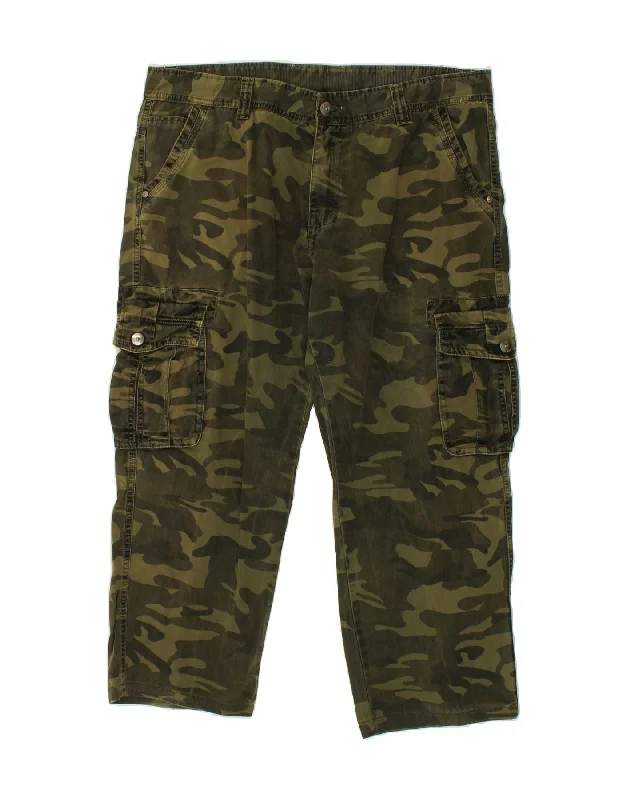 Simple Styles VINTAGE Mens Straight Cargo Trousers W40 L26  Green Camouflage Cotton