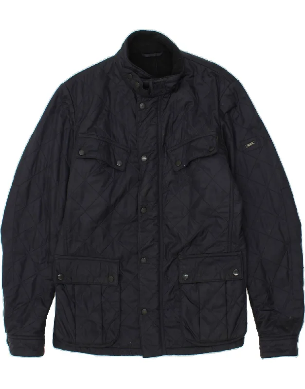 Street Hoodies BARBOUR Mens Quilted Jacket UK 38 Medium Navy Blue Polyamide