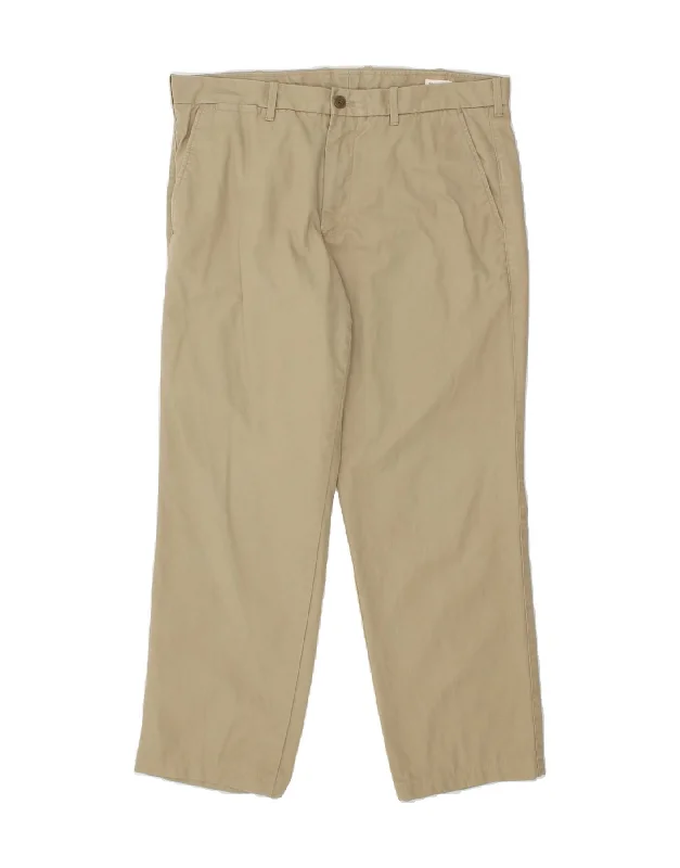 Modern Style VINTAGE Mens Straight Chino Trousers W36 L32  Beige Cotton