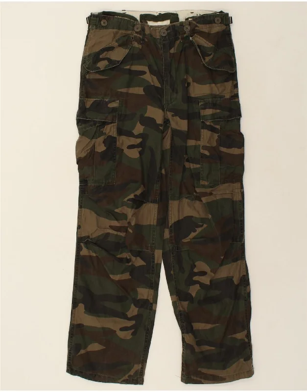 Casual Polos VINTAGE Mens Straight Cargo Trousers W32 L31 Green Camouflage Cotton