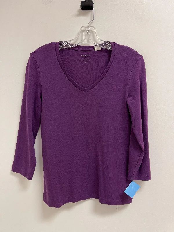 Casual Cardigans Top Long Sleeve By Chicos In Purple, Size: S