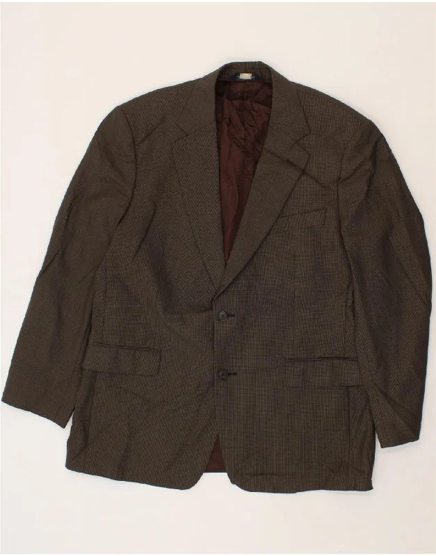 Rugged Jackets BROOKS BROTHERS Mens Stretch 2 Button Blazer Jacket UK 43 XL Brown Check