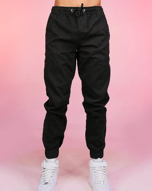 Urban Apparel Men's Black Twill Joggers