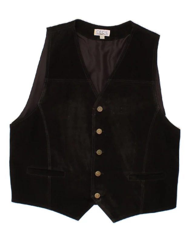 Suede Jackets VINTAGE Mens Suede Waistcoat Large Black Leather