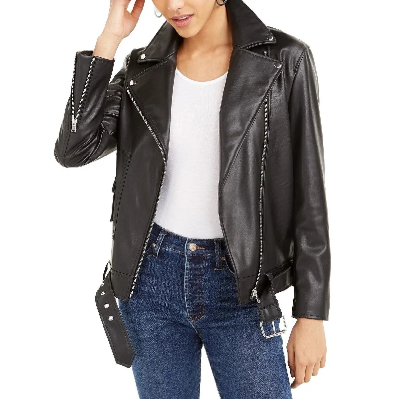 Everyday Outfits Bar III Women's Faux-Leather Moto Jacket Black Size Extra Small - X-Small