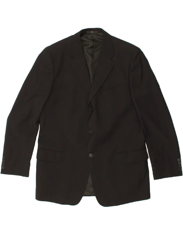 Casual Outfit VALENTINO Mens 3 Button Blazer Jacket IT 56 3XL Black Wool