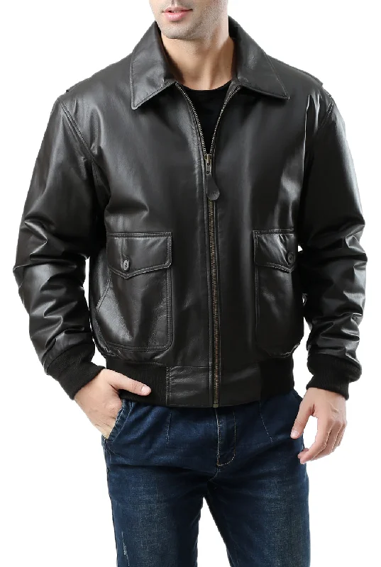 Summer Tees Landing Leathers Men Air Force G-2 Leather Flight Bomber Jacket