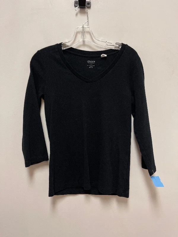 Streetwear Look Top Long Sleeve By Chicos In Black, Size: S