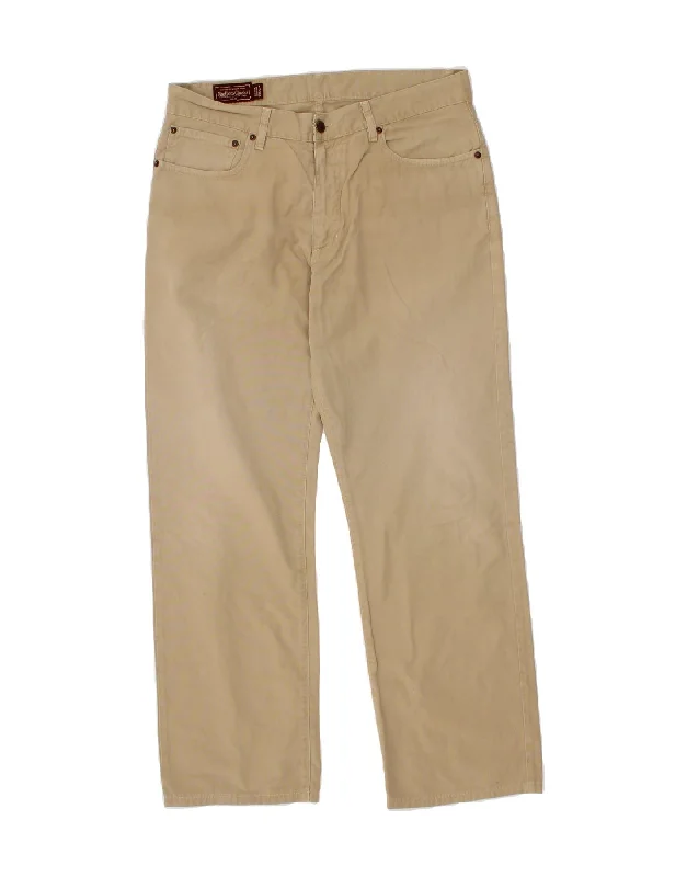 Cool Comfort MARLBORO CLASSICS Mens Straight Casual Trousers W36 L31  Beige Cotton