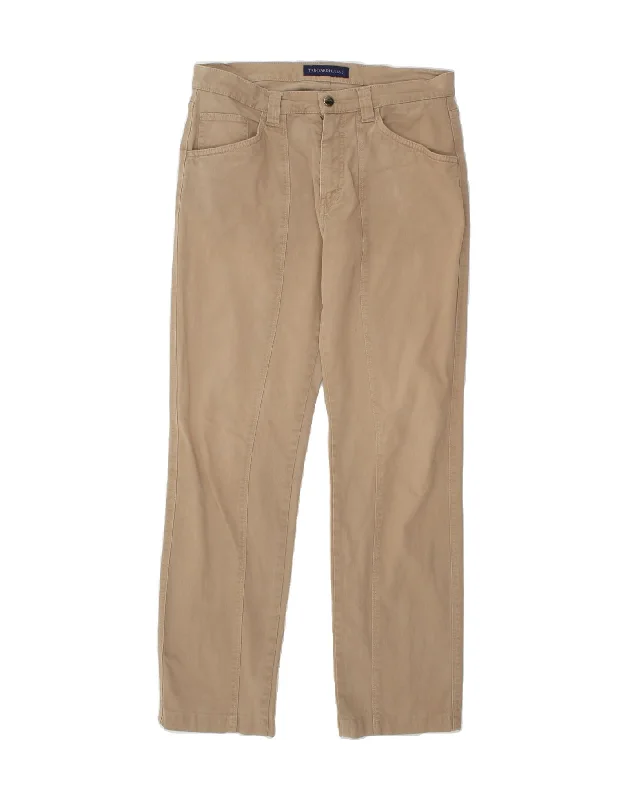 Smart Casual TRUSSARDI Mens Straight Casual Trousers W34 L31 Beige Cotton