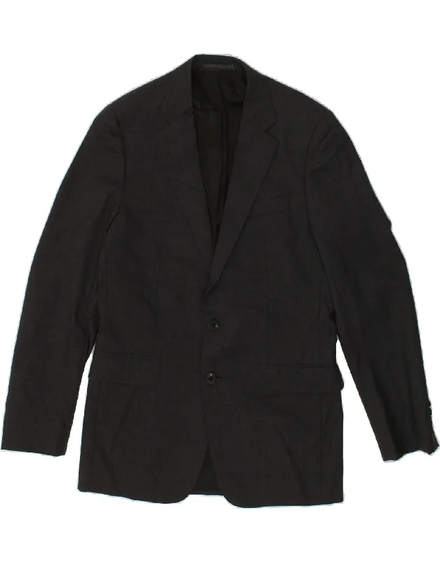 Warm Jackets JAEGER Mens 2 Button Blazer Jacket UK 38 Medium Black Linen