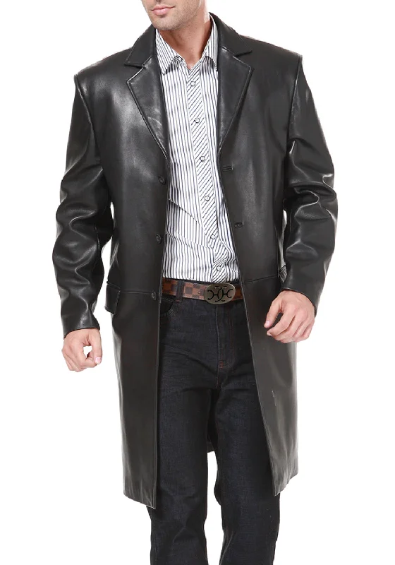 Stylish Blazers BGSD Men New Zealand Lambskin Leather Long Walking Coat