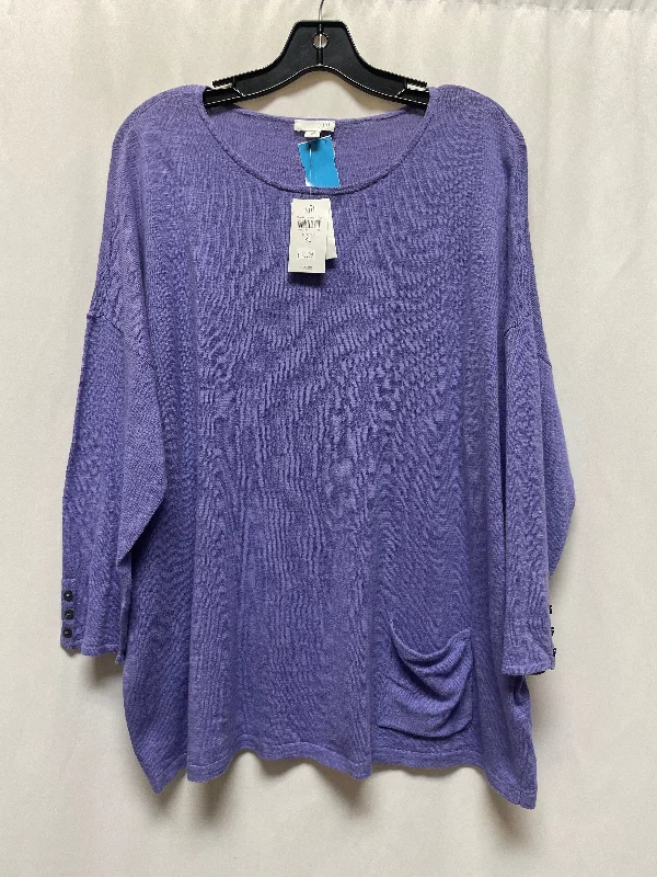 Utility Vests Top Long Sleeve By J. Jill In Purple, Size: Xl