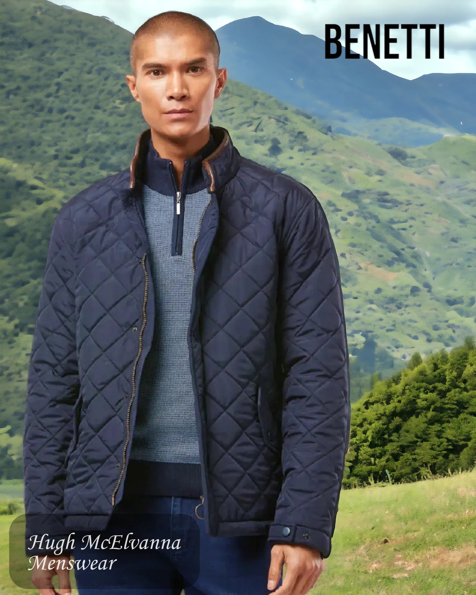 Trendy Outerwear Benetti BRUTUS Navy Quilted Coat