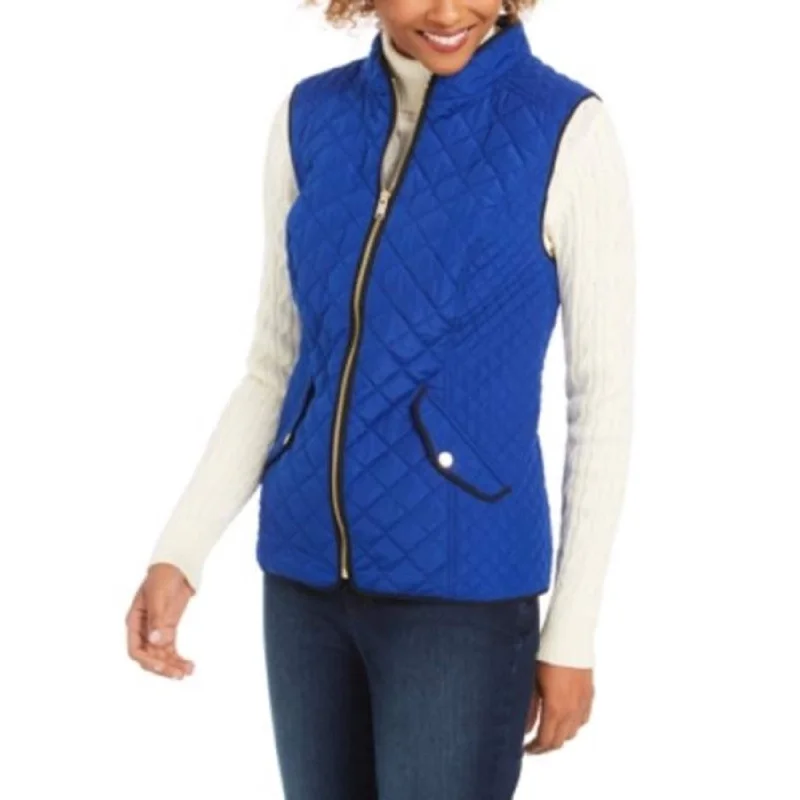 Statement Shoes Charter Club Women's Quilted Stand-Collar Vest Med Blue Size Large