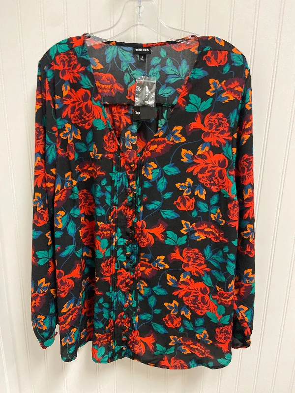 Soft Fabrics Top Long Sleeve By Torrid In Floral Print, Size: 3x