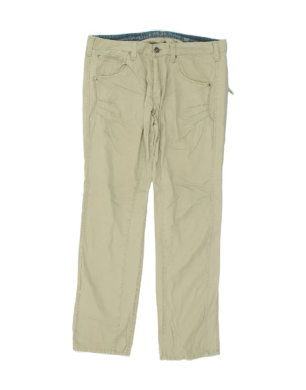 Effortless Style GUESS Mens Straight Casual Trousers W36 34 Khaki Cotton