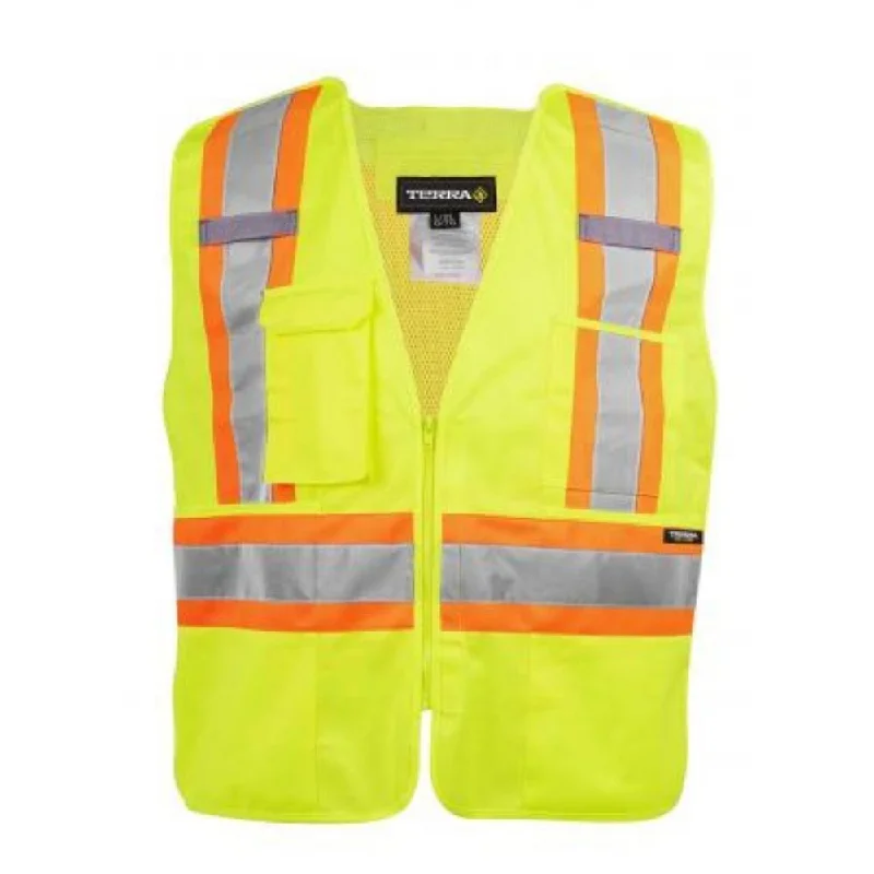 Techwear Fashion Terra Hi-Vis 5 Point Tear Away Vest with Zipper - Yellow 116585YL