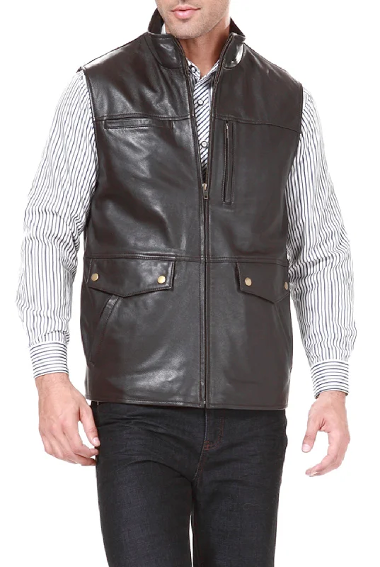 Tailored Coats BGSD Monogram Collection Men Goatskin Leather Field Vest