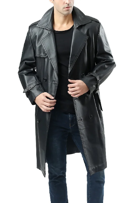 Jogging Jackets BGSD Monogram Collection Men Classic Leather Long Trench Coat