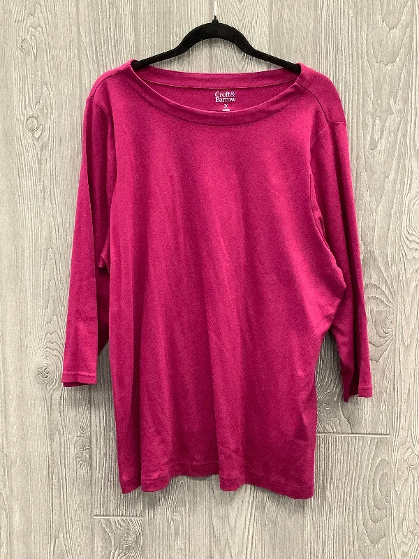 Smart Casual Top Long Sleeve By Croft And Barrow In Purple, Size: 2x