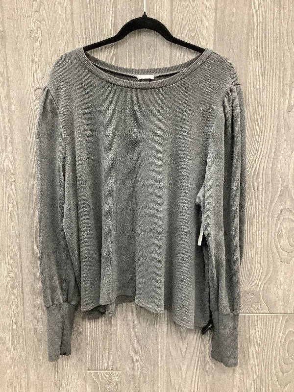 Luxury Comfort Top Long Sleeve By Falls Creek In Grey, Size: 2x